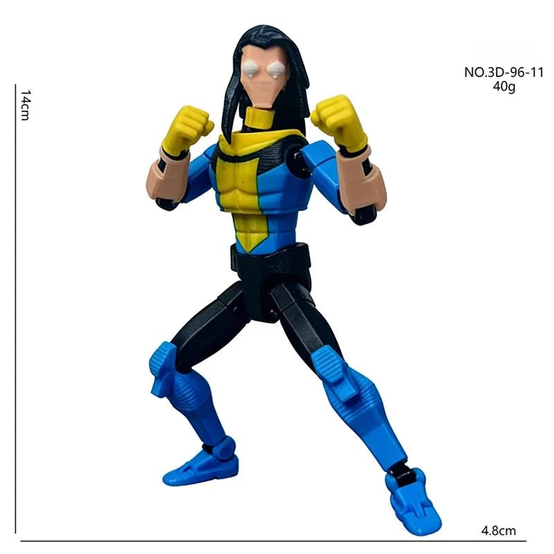 Creative 3D Printed Dummy13 Figure Blue Mask Design Multi-Joint Posable Shapeshift Model Desktop Decor Children's Birthday Gift