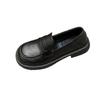 Cheap Thick-soled Black Big-headed Shoes In the Spring of 22, New College Style Love Solid Color