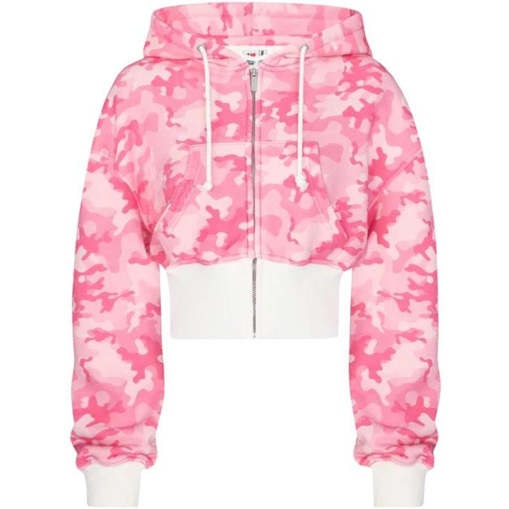 Y2K Růžová Kamufláž Sportovní Dvoudílný Set Dámský Hip-hop Rock Pas Odkrytý Slim Mikina na Zip Nový Punk Ležérní Sportovní Kalhoty