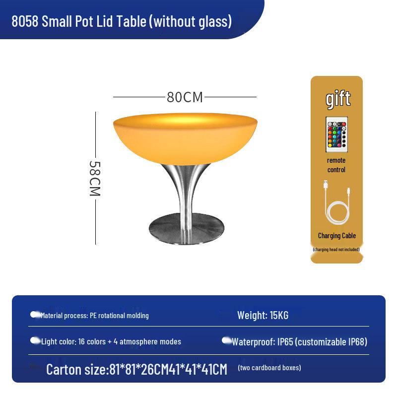 LED Luminous Clear Cocktail Table, High Bar Design for Couples and Outdoor Use