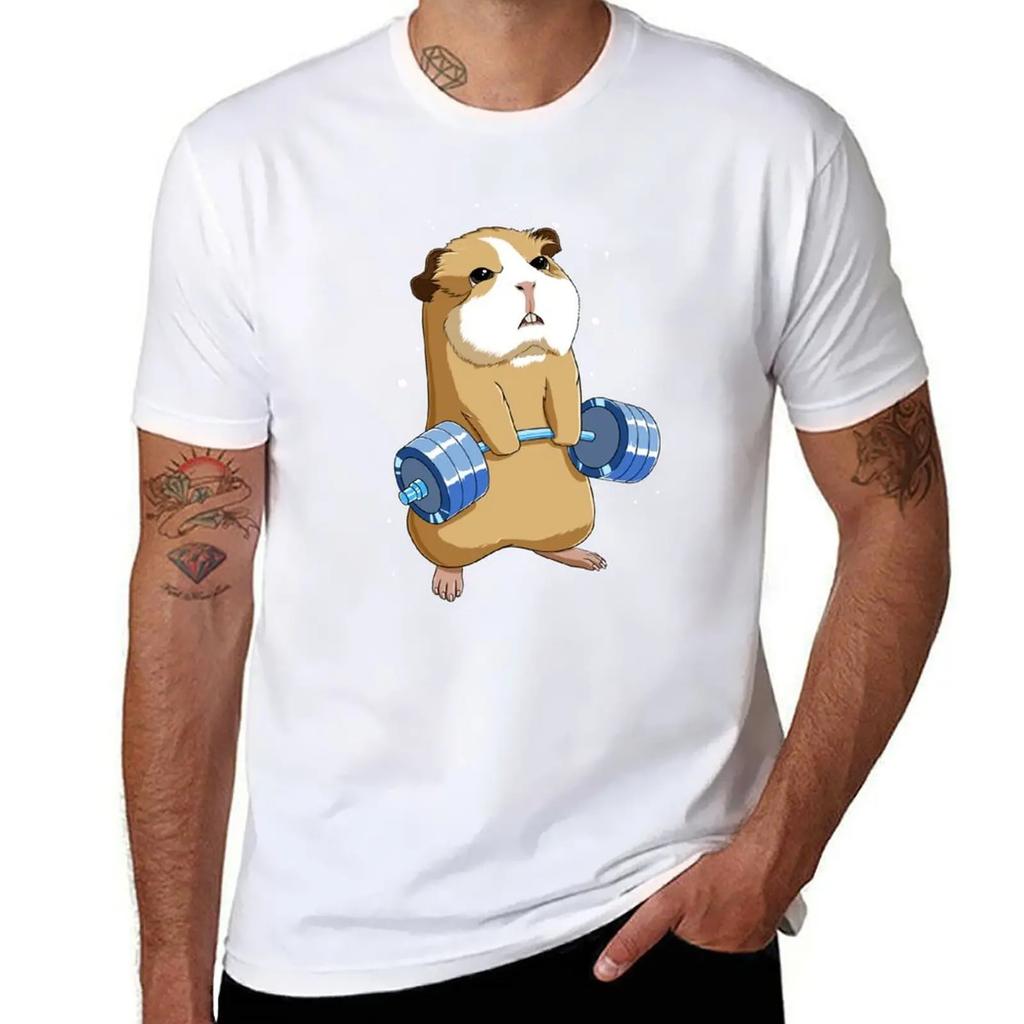 Lustiges Gewichtheben Fitnessstudio Meerschweinchen T-Shirt Vintage T-Shirts Anime Kleidung schlichte Herrenkleidung T-Shirt Herren