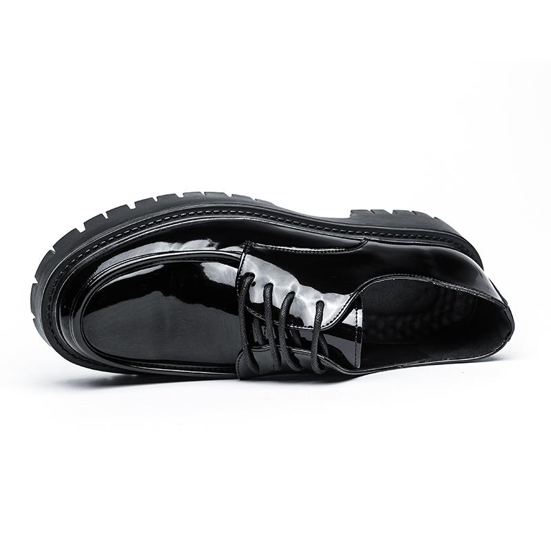 Men Oxfords Black Brogues Platform Elevator Formal Business Shoes Height Increase Thick Sole Leather Shoes
