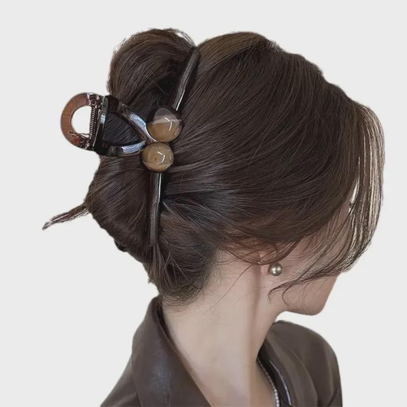 15cm Svart Oversized Hårklemme: High-End Matt Hårklype for Voluminøse Frisyrer