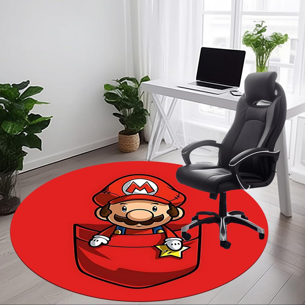

1pc Pocket Mario Office Round Area Rug, Under Office Chairs Bedroom Living Room Home Decor a1022241 80cm by 80cm