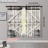 2 Stück Holz Retro Scheunentor Muster Vorhang Landhausstil Dekorativ Bedruckt Lichtfilternder Vorhang für Heimdekoration