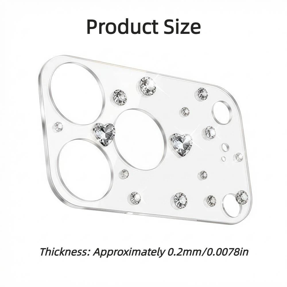 Diamond 3D Heart Glass Camera Protector Clear HD Anti Scratch Lens Film Full Cover Shockproof for iPhone 17 Pro Max 17Pro