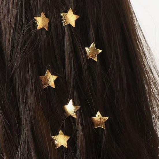 1 Pair Hairpins Five-Pointed Star Shape Hair Clips Metal Texture Side Bang Hair Pins Fade-Resistant Hair Accessory