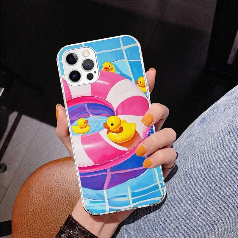 Rubber Ducks Swimming Pool Phone Case For iPhone 13 12 Mini 11 Pro Max XS XR X SE 7 8 Plus 5S 5 6S 6 Gift Print Cover Fundas