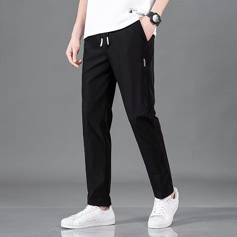 Men's Summer Quick-Dry Slim Fit Ice Silk Pants - Korean Style Straight Leg