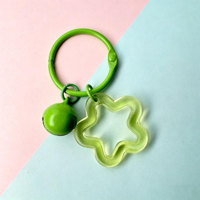 Transparent Acrylic Pentagram Bell Keychain Pendant - Stylish Women's Bag Ornament & DIY Accessory
