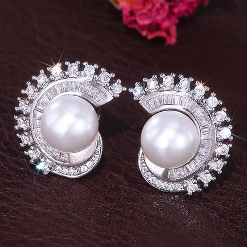 New Geometric Imitation Pearl Earrings For Women'S Light Luxury Fashion Evening Dress With Jewelry Accessories Wholesale
