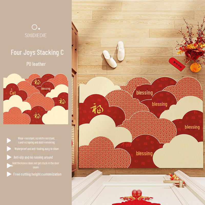 Premium Non-Slip PVC Leather Entrance Door Mats - Wash-Free and Dirt-Resistant