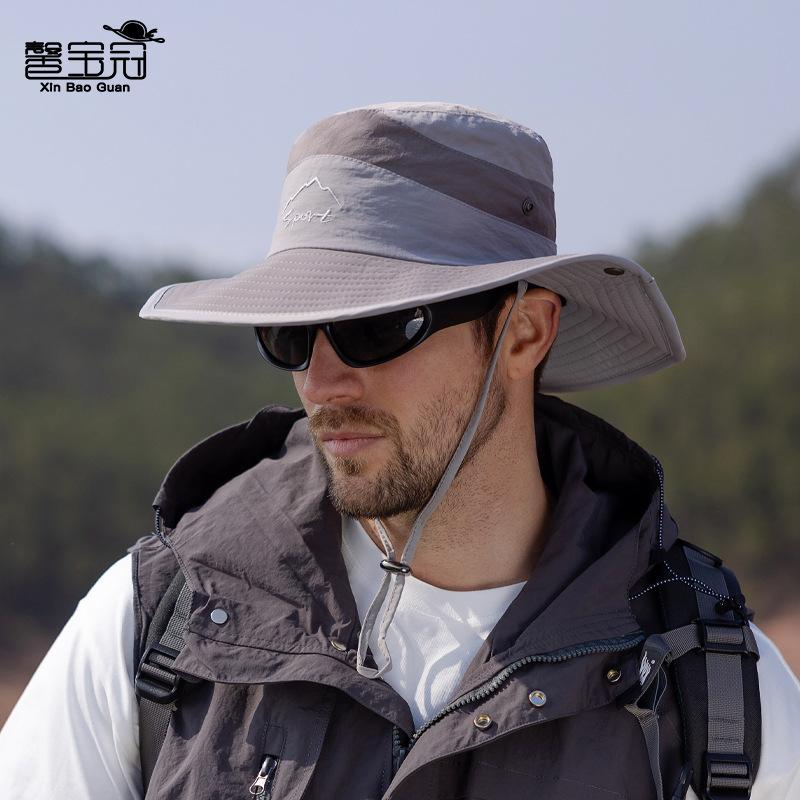 New bucket hat spring and summer outdoor sun hat men's mountaineering fishing quick-drying waterproof big eaves hat children