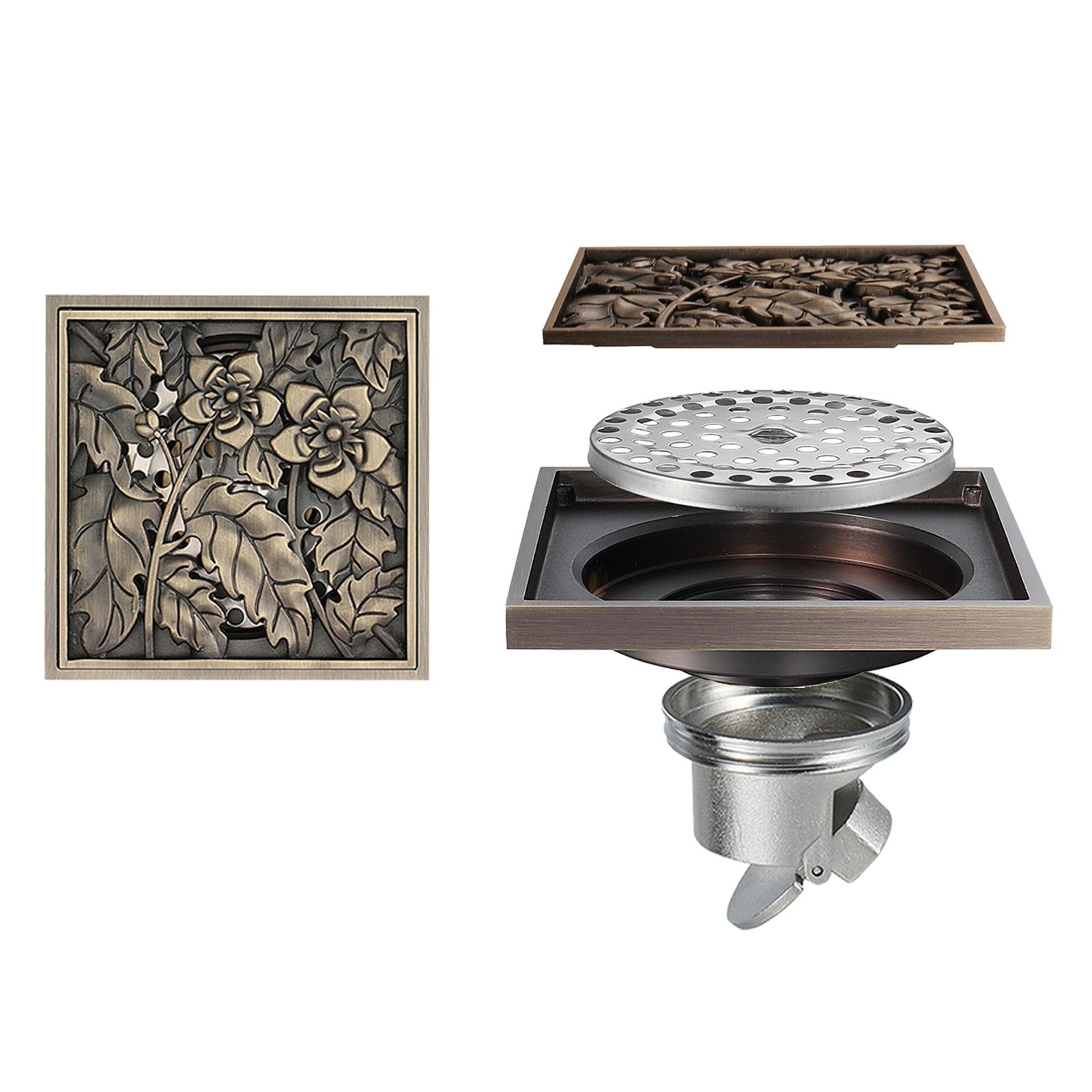 Bathroom Accessories 10*10cm Shower Floor Drain Cover Brass Anti-odor Floor Drain Antique Brass HIDL076 (Antique Brass,Brass) античная латунь