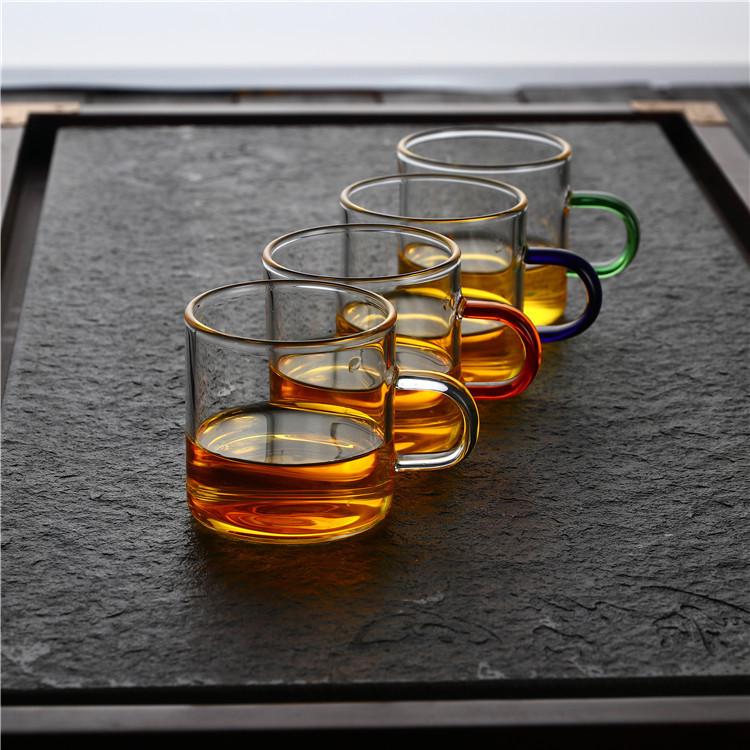 Heat-Resistant Glass Tea Cup with Handle - Household Gongfu Style, Transparent and Thickened for Individual Use