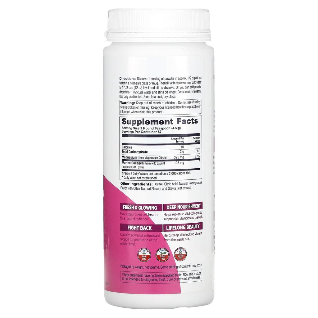 KAL Beauty Magnesium, Drink for Glowing Skin, Pomegranate Flavor, 301 G (10.7 Oz)