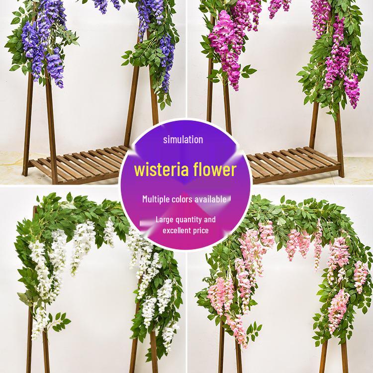 Wisteria Artificial Flower Vine Hanging Decoration for Ceilings and Air Conditioning Pipes