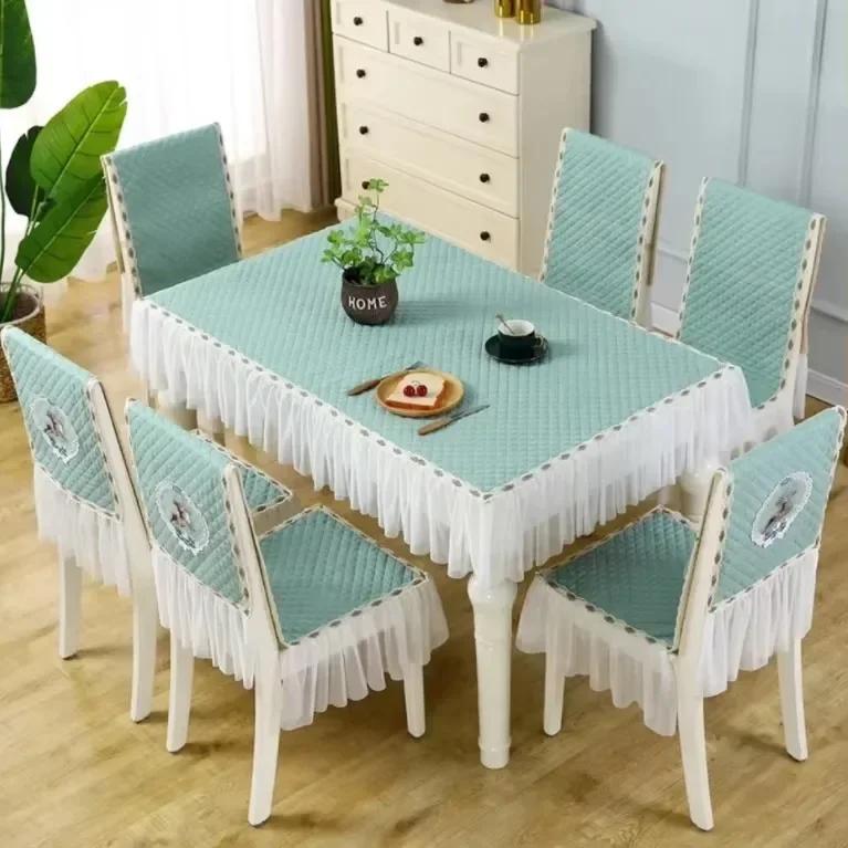 Lace Skirt Hem Chair Cover European Style Dining Table Cloth Cushion Flat Printed Tablecloth Fabric Art Stool Cover Cloth