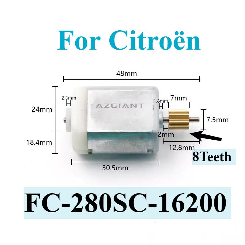 

DC Motor for Citroën Dispatch, C3MK2, C3MK3, C4 1 LC MK1, C4 Cactus MK2 Door Lock Actuator FC-280SC-16200 1pc