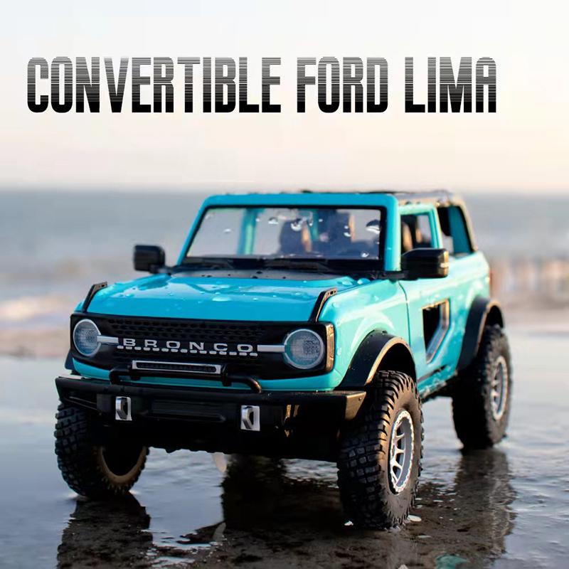 

1:24 Ford Bronco Lima SUV, легковой автомобиль, игрушечный автомобиль, металлическая коллекция, модель автомобиля, амортизаторы, звуковые и световые игрушки для детей