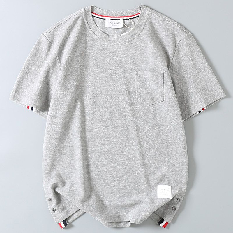 Export Tail Goods Summer Fashion Brand Men and Women Couple's Short-Sleeved T-shirt Four Bars Crew Neck Casual Sports Trendy Half Sleeve