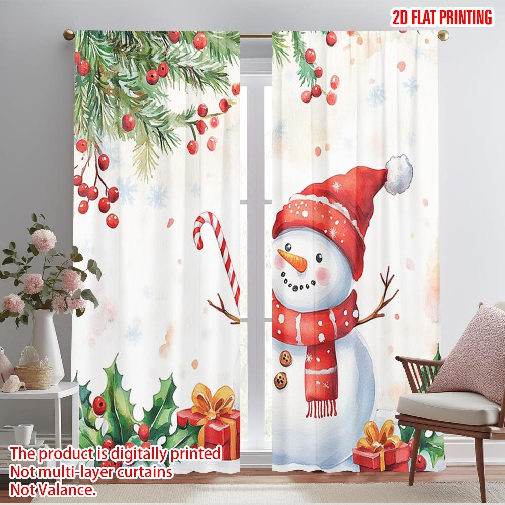 

2pcs,2D plane printing Minimalist Curtains Cute Snowman Watercolor Christmas Holiday (3) Versatile 100% Polyester (without rod) 52.50×116.00 CM 2pcs