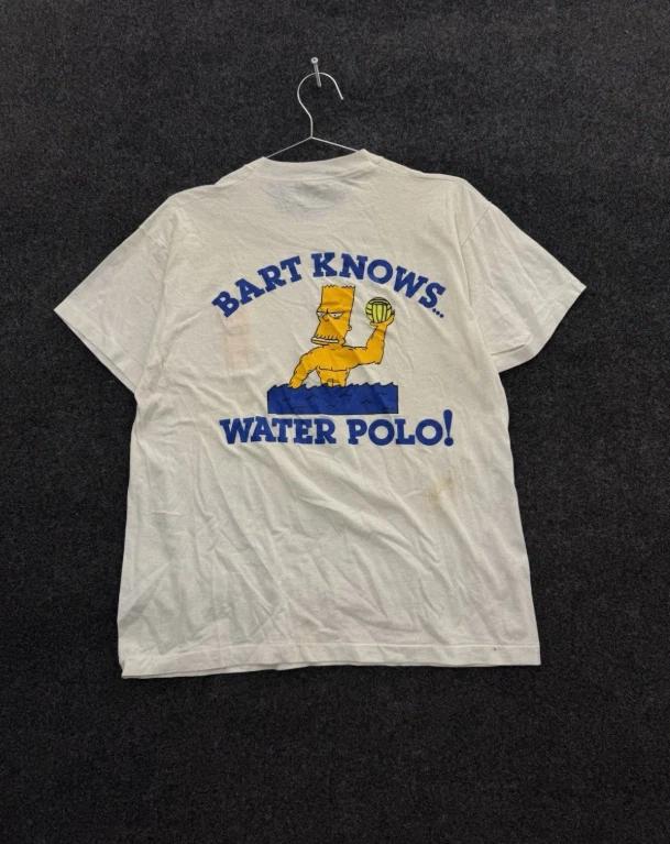 Vintage Bart Simpson Water Polo T Shirt Men’s S-3XL White 90s Graphic Tee Rare XXXL