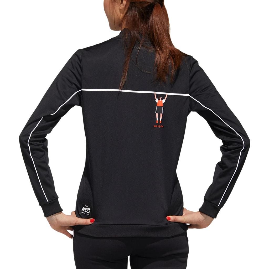 adidas Neo Retro Sports Stand Collar Striped Sleeve Design Zip Jacket Women Jacket Black GP5805