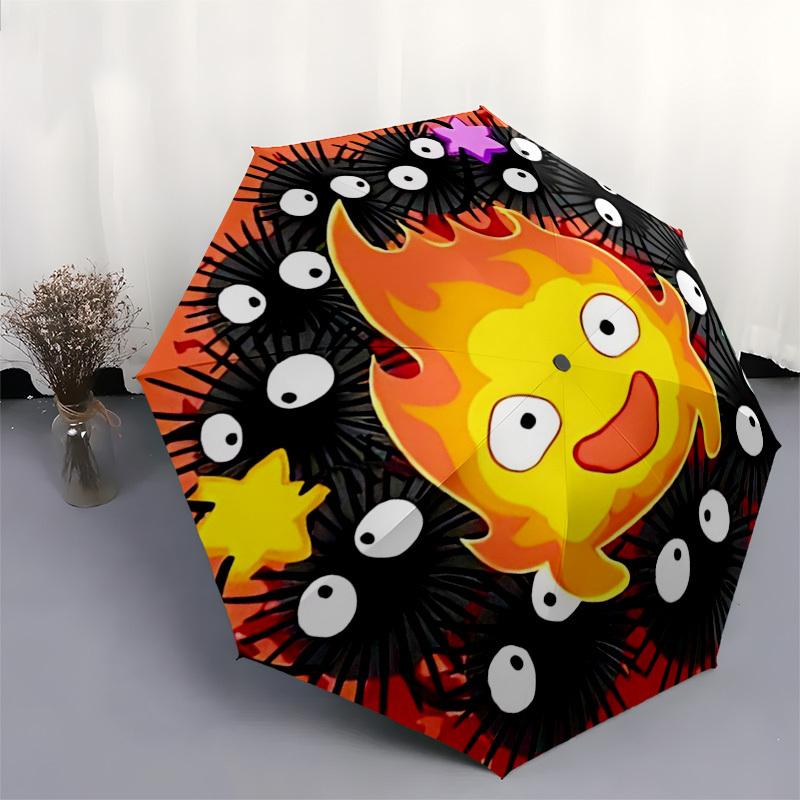 1pc Automatic Opening Umbrella with Fire Monster Design - Portable Folding Design, 8-Bone Iron Frame, Outdoor, Ideal Gift for Fans, Travelers, Daily U