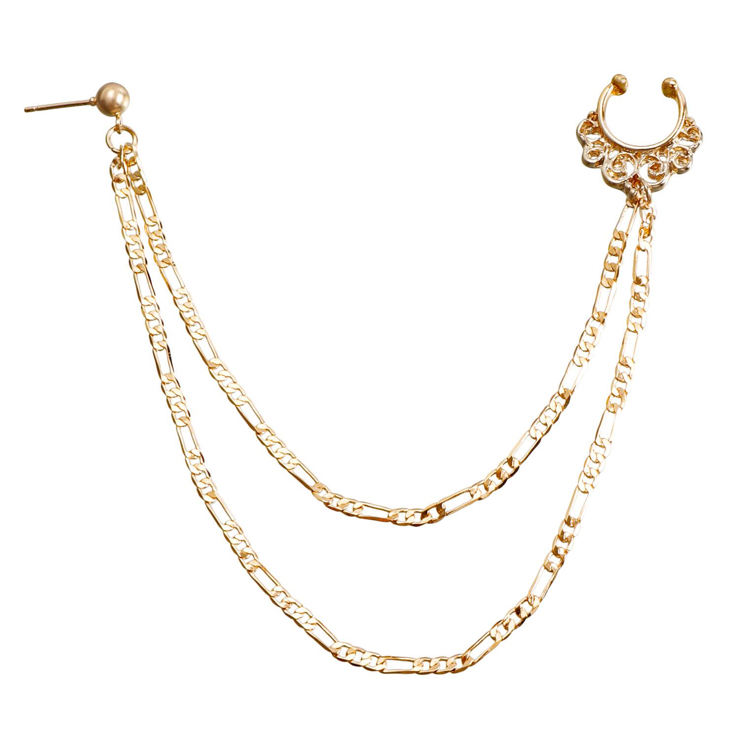 

Ethnic style color imitation crystal fringed earrings nose ring, sweet and cool star piercing nose clip