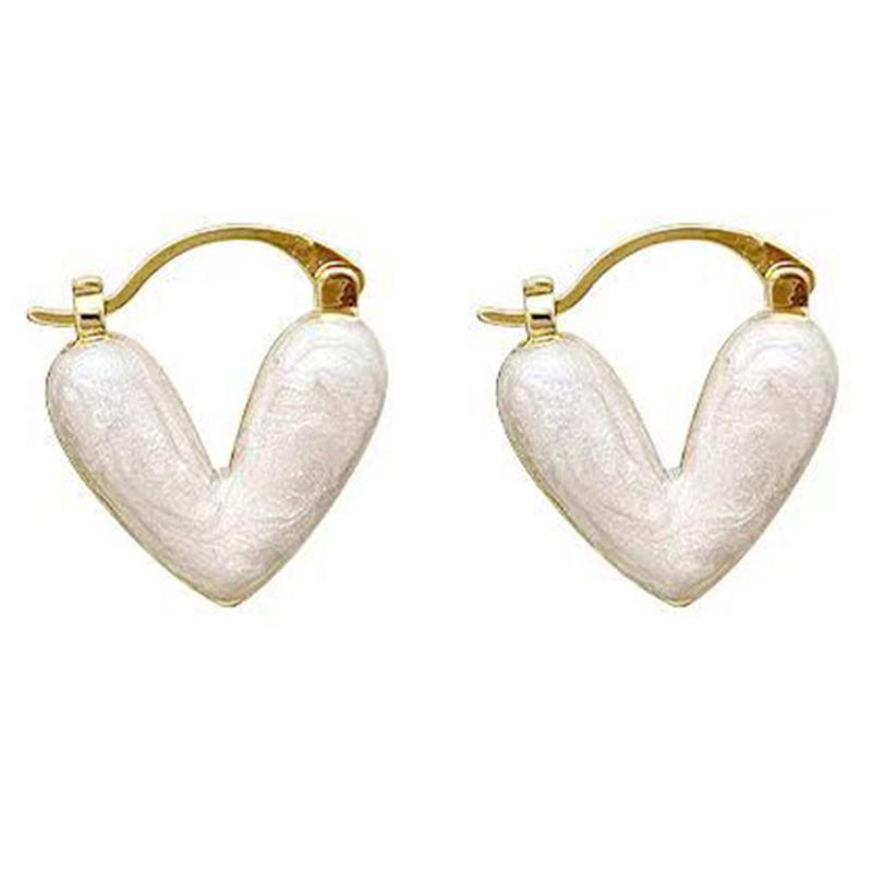1Pair French Heart Shape Pendant Drop Earrings Enamel Earring For Women Jewelry