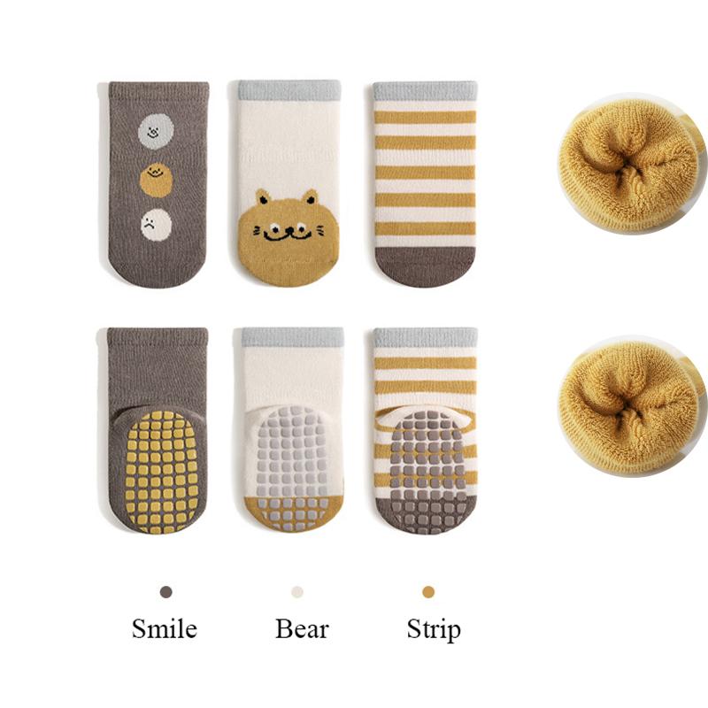 3 Pairs/Lot Autumn Winter Baby Non Slip Soft Floor Sock Cartoon Kids Boys and Girls Indoor Feet Wear
