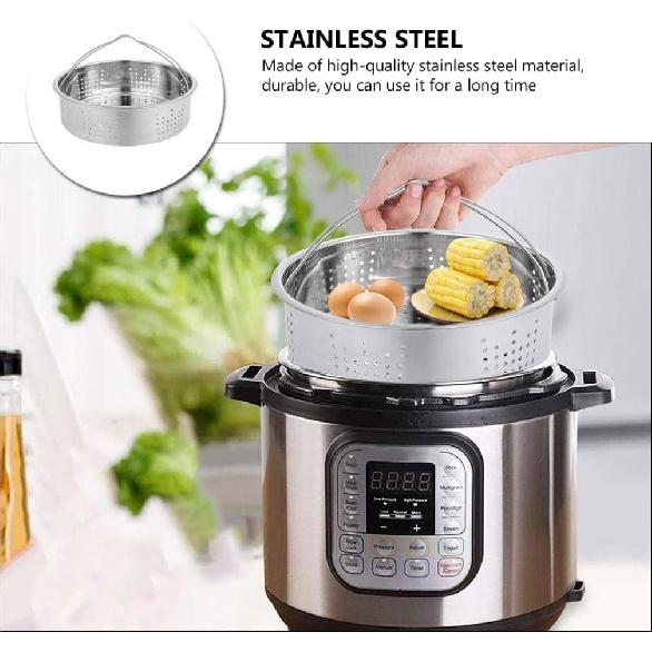 Stainless Steel Vegetable Insert Basket - Thick Food Steaming Dish Plate Cookware Tray With Handle for Vegetables, Fruits, Eggs - 20cm Pressure