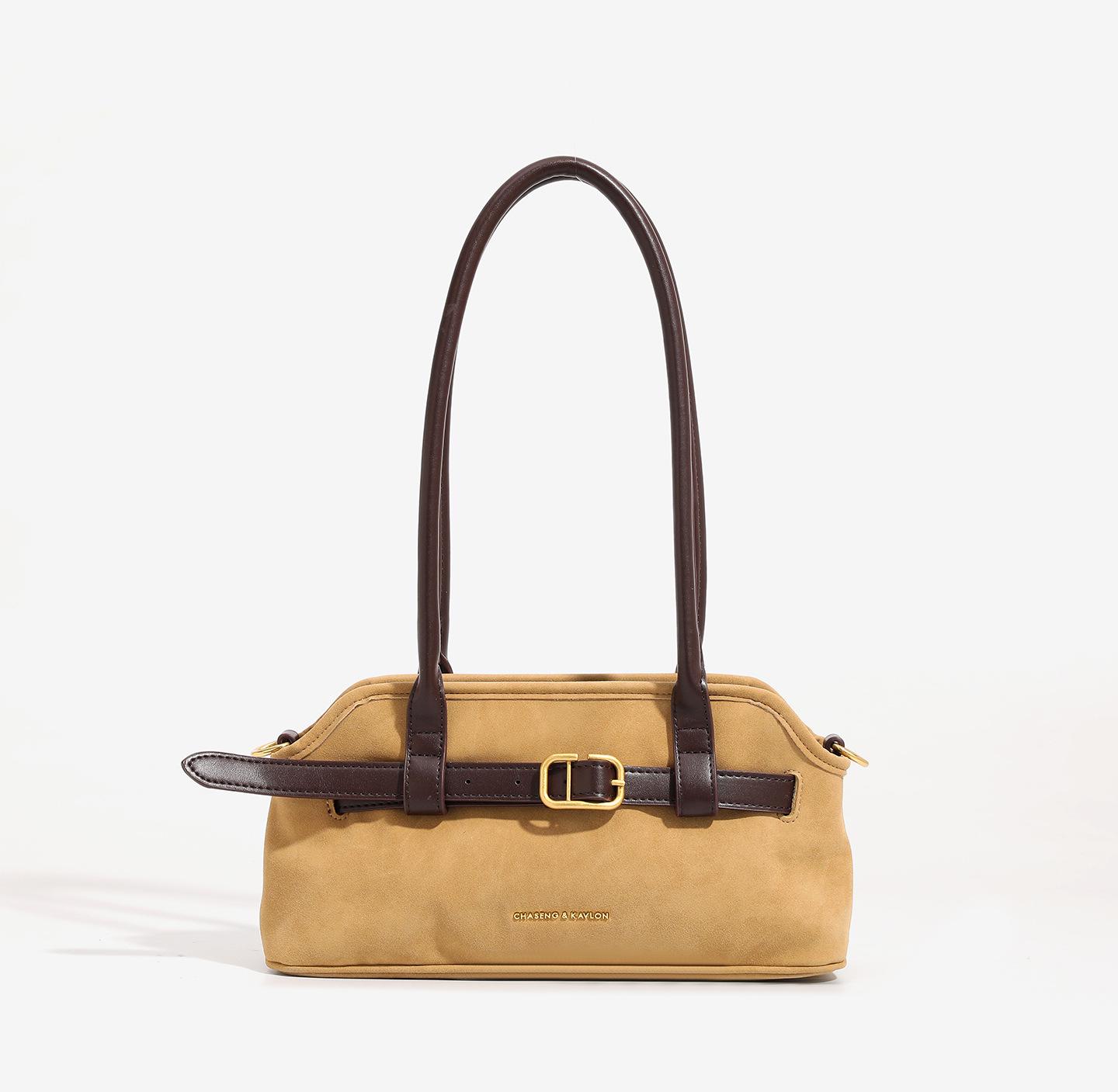 

2025 Autumn/Winter French Niche Retro Underarm Shell Tote Bag 29.5x10x14cm песочный