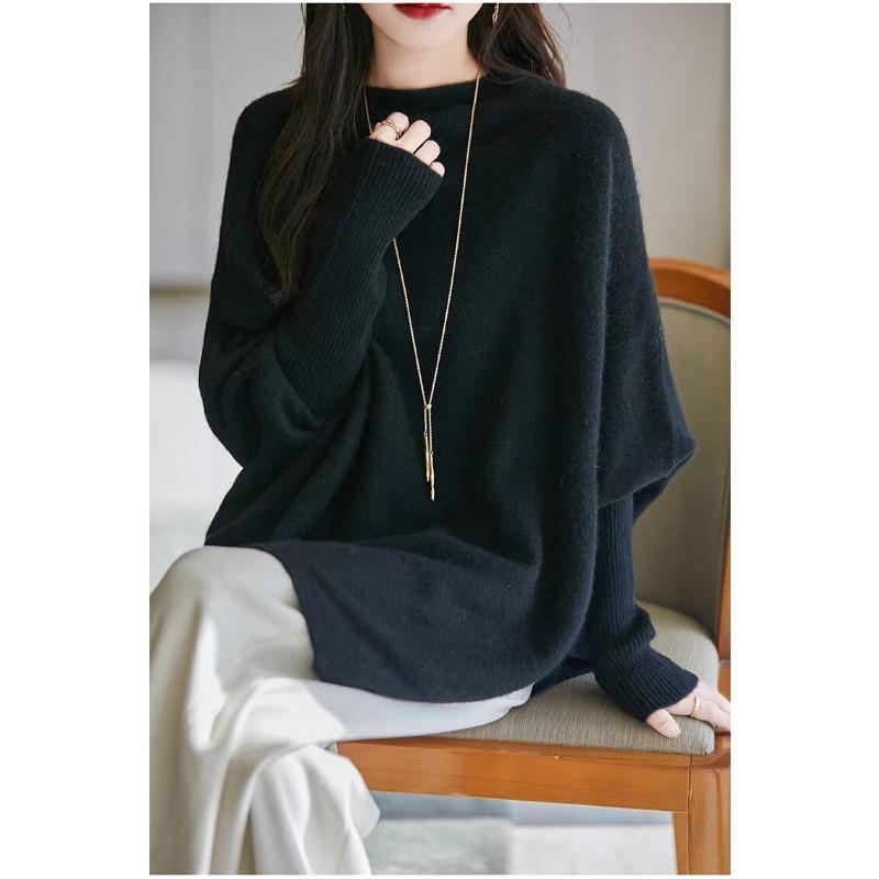DIMANAF 2025 Autumn Winter Women Sweaters Pullover Tops Knitted Basic Tees Sweater Bat Sleeve Loose