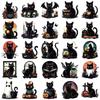 50 Creative Halloween Black Cat Transparent PET Stickers for Thermos Cups, Phone Cases, and Computers