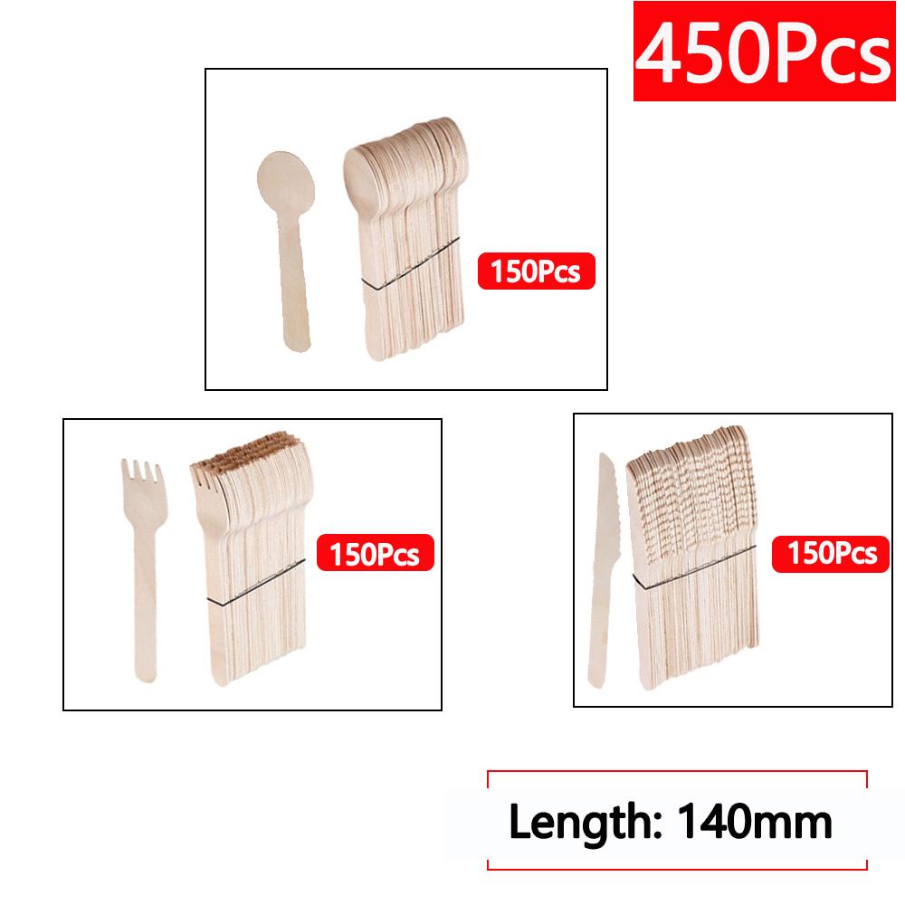 10/150/500 szt. Jednorazowe drewniane sztućce widelce/łyżki/noże nóż artykuły imprezowe przybory kuchenne deser zastawa stołowa opakowanie 16 cm