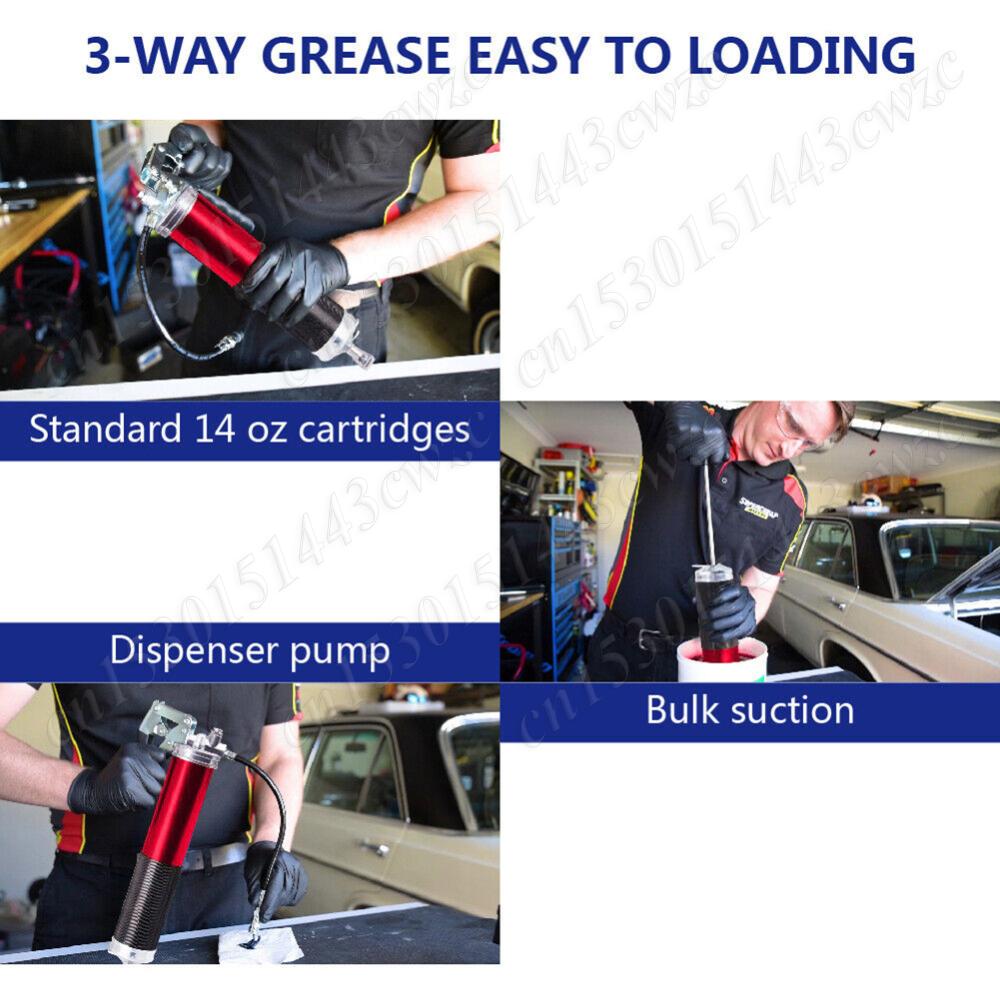 400CC Grease Gun 6000PSI Air Operated Grease Gun Flexible Hose Heavy Duty Air Compressor Grease Gun Pneumatic Grease Gun Tool