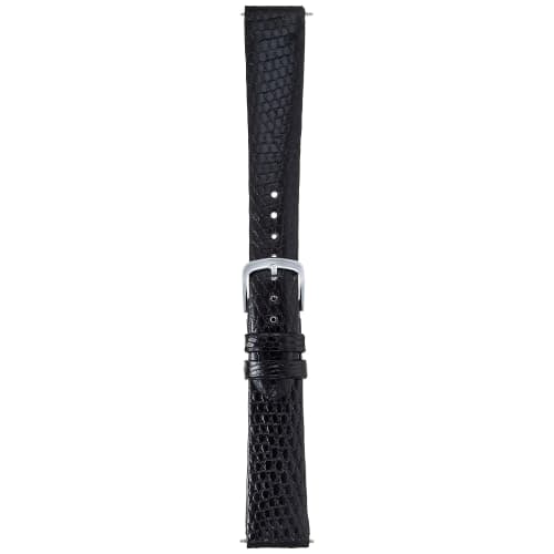 CREPHA 18mm Leather Lizard Watch Strap with Antibacterial and Odor-Resistant Finish, Black Buckle, Includes Tool, Sizes 10-18