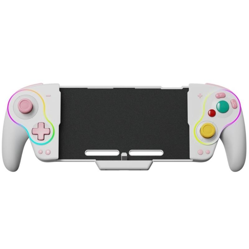 

Retro Joypad Gaming Controller with Interchangeable Metal Thumbsticks and 5-Gear Vibration for NSO белый