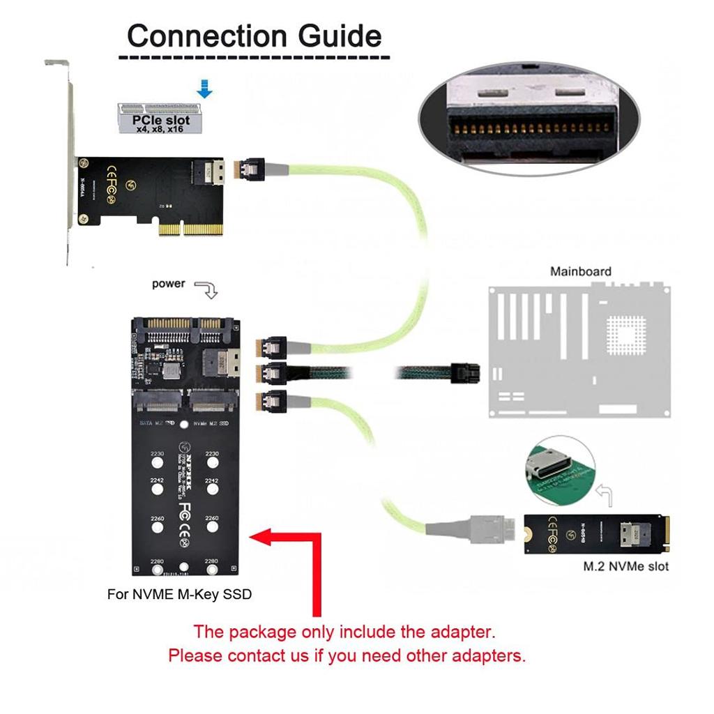 NFHK SSD NVMe PCIe SSD SATA Adapter with U2 Kit NGFF M Key SF-8654 SF-8654