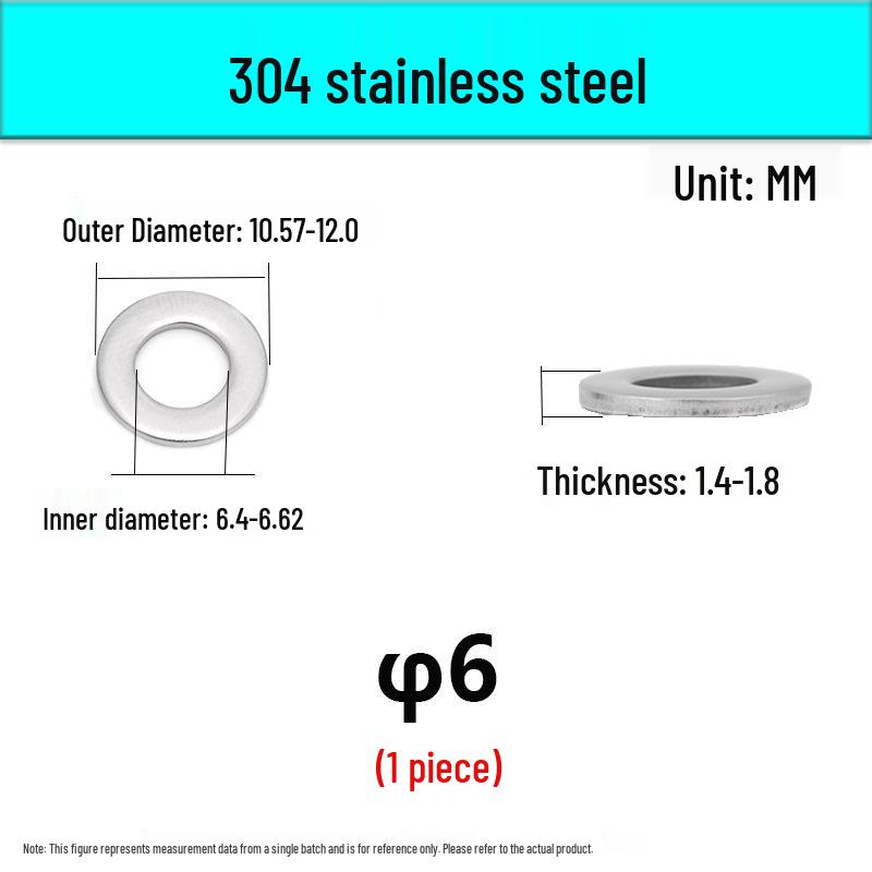 Stainless Steel 304/316 Flat Washers, M1.6-M48 Standard Sizes