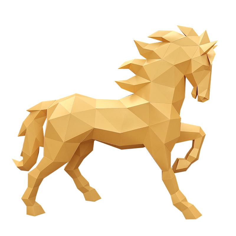 Golden Horse DIY Paper Model Ornament - Auspicious Year of the Horse Interior Art Set