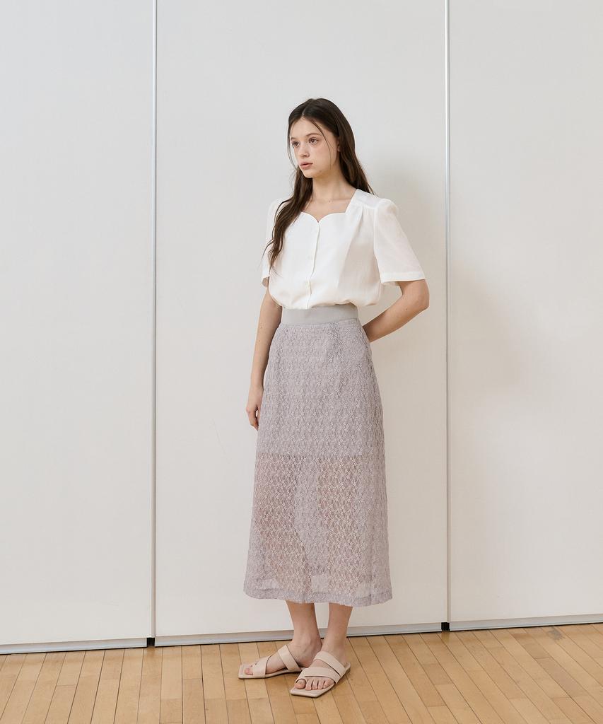 Bye Bye Seop Lace Skirt Gray [T52]