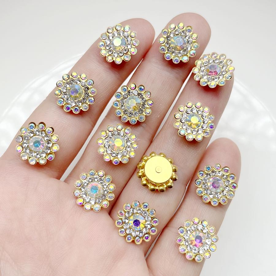 Pretty 14mm White/White ab Color flowers Resin Rhinestone Sewing Scrapbook Wedding Dress Jewelry Making accessories 50pcc/lot