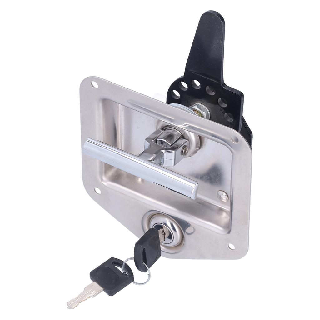 Trailer Door Latch T Handle with 2‑Key Stainless Steel Chrome for Caravan Camper Tool Box