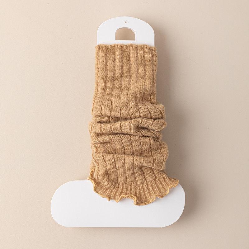 Women's White Knitted Slouch Socks for Spring/Autumn, Mid-High Calf, JK School Style, Perfect with Leather Shoes