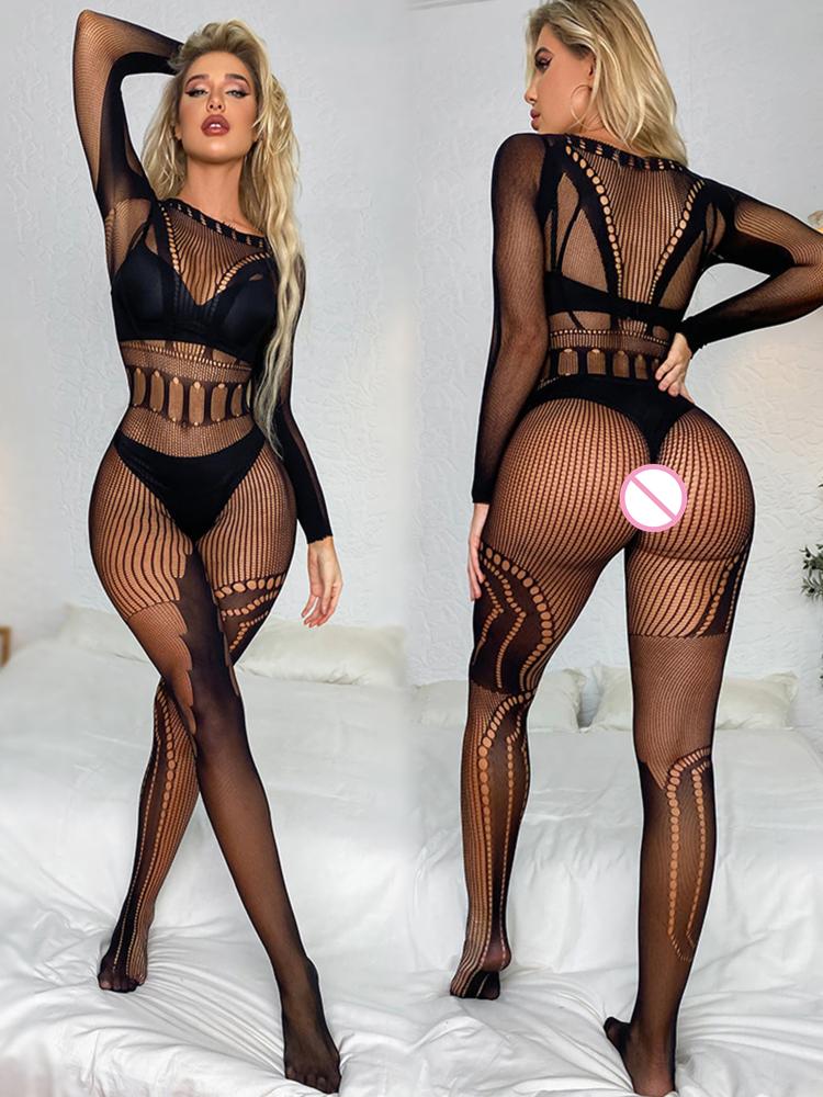 Seksi İç Çamaşırı Balık Ağı Şeffaf Sıkı İç Çamaşırı Kostümleri İçi Boş Örgülü Vücut Çorabı Kadınlar İçin Moda Vücut Çorabı