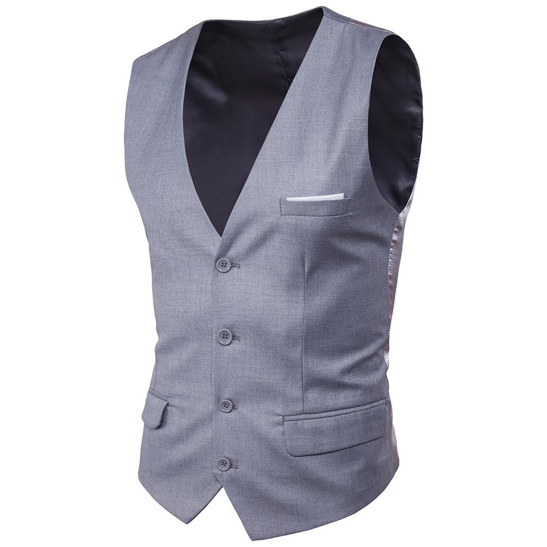 

Men Suit Vest Waistcoat Business Casual Slim Groom Groomsman Wedding Men s Dress Blazer Vests Formal Party Dress 5XL сірий