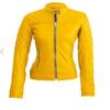 Noora Yellow Women's Biker Leather Jacket | Quilted Motorcycle Biker Jacket |